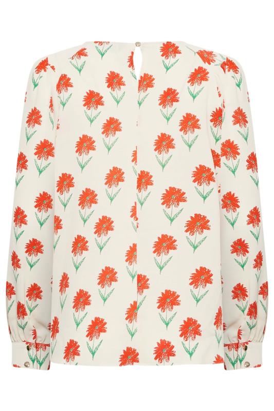 M&Co Ivory White Floral Print Long Sleeve Blouse | M&Co 7