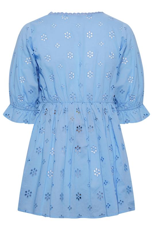 BUMP IT UP MATERNITY Plus Size Blue Broderie Anglaise Blouse | Yours Clothing 8