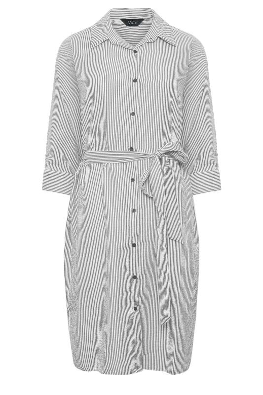 M&Co White & Black Stripe Print Tie Waist Tunic Shirt Dress | M&Co 6