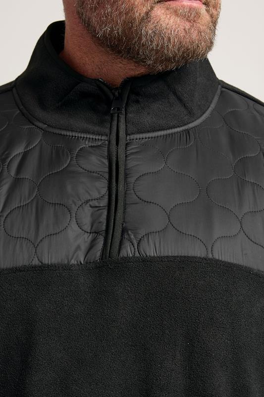BadRhino Big & Tall Black Quarter Zip Quilted Fleece Jacket | BadRhino 6