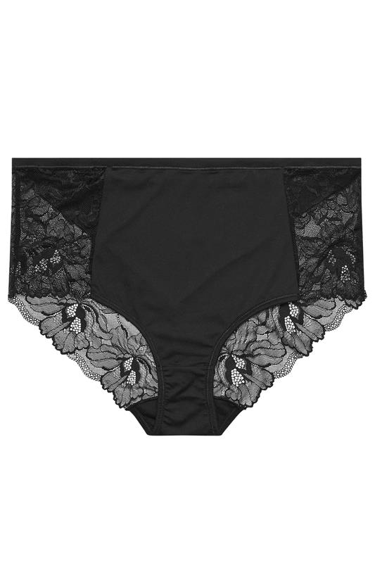 YOURS Plus Size Black Microfibre Lace Full Briefs | Yours Clothing 5