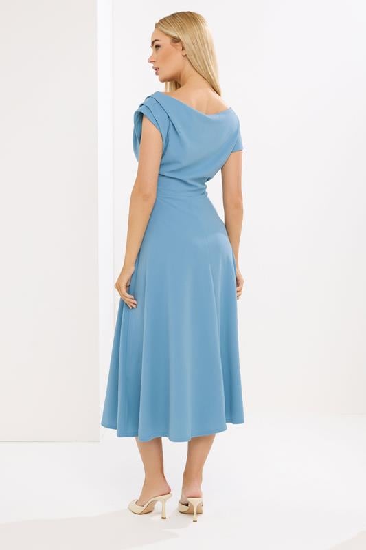 STAR Blue Off Shoulder Fit and Flare Dress | StarByJM 2
