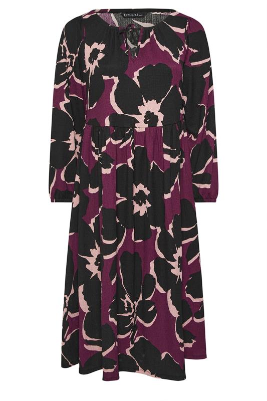 EVANS Plus Size Purple Floral Tie Neck Maxi Dress | Evans 5