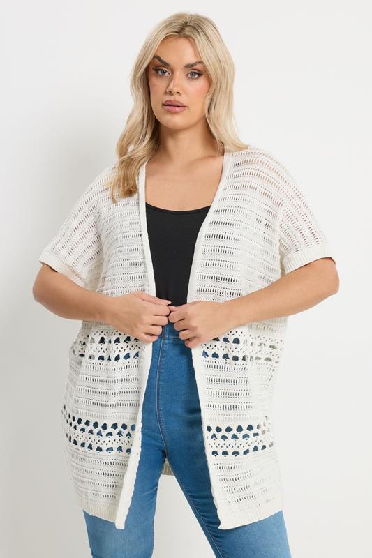 YOURS Curve Ivory White Crochet Kimono