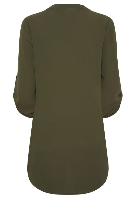 M&Co Dark Green Statement Button Tab Sleeve Shirt | M&Co 6