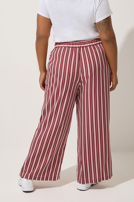LIMITED COLLECTION Plus Size Dark Pink Stripe Boxer Waist Trousers | Yours Clothing 2