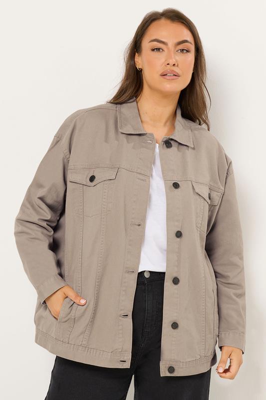 YOURS Curve Brown Oversized Denim Jacket