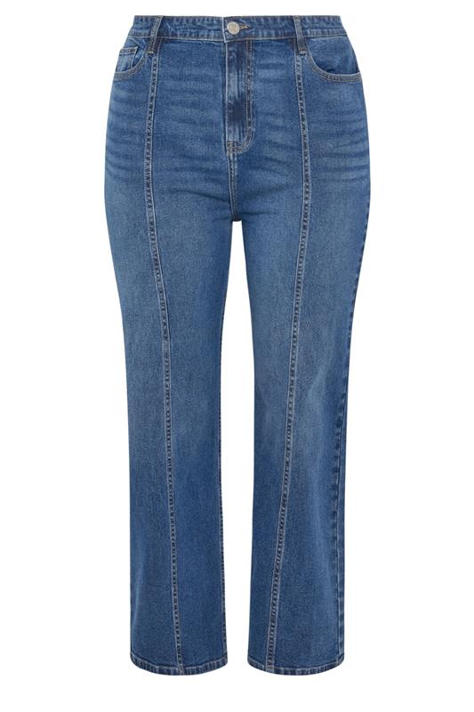 YOURS Plus Size Blue Front Seam Wide Leg Jeans | Yours Clothing 5