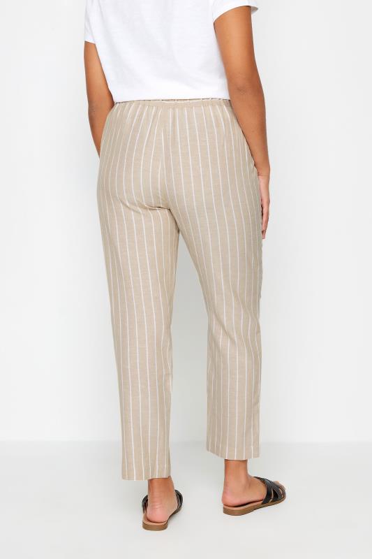 M&Co Natural Brown Stripe Print Linen Trousers | M&Co 3