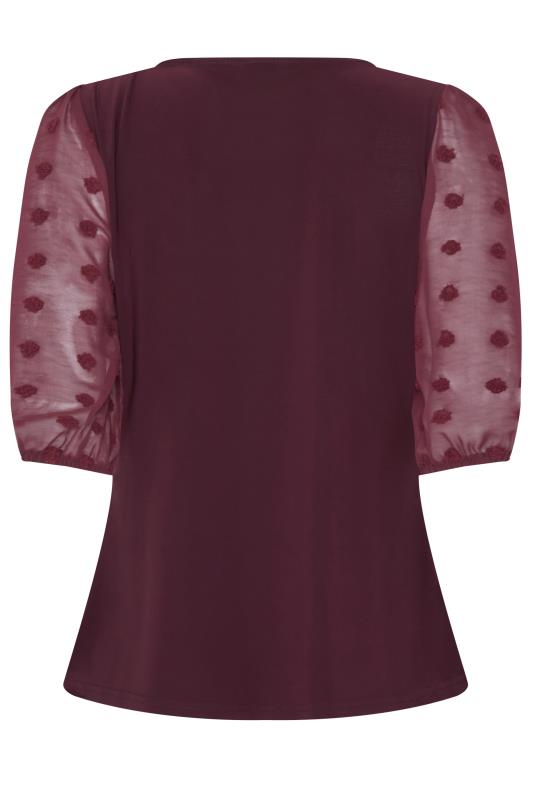 M&Co Burgundy Red Dobby Sleeve Blouse | M&Co 7