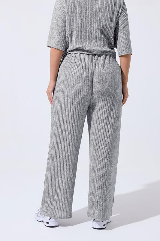 LIMITED COLLECTION Plus Size Grey Plisse Wide Leg Trousers | Yours Clothing 2