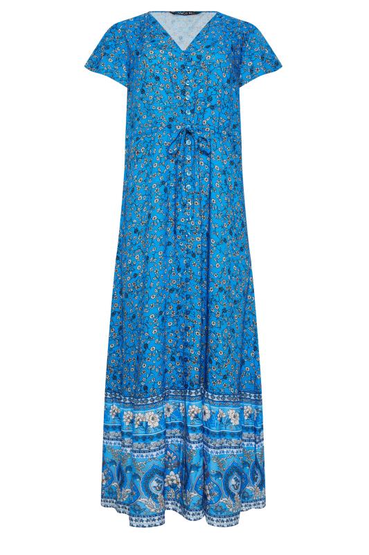 M&Co Blue Floral Print Tiered Maxi Dress | M&Co 5