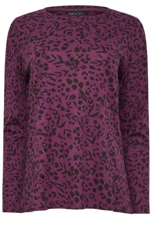 M&Co Purple Animal Print Long Sleeve Cotton Top | M&Co 6