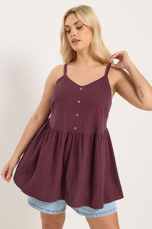 YOURS Curve Purple Cheesecloth Sleeveless Top