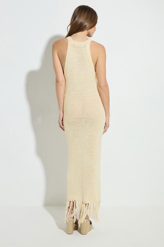 STAR Natural Brown Knitted Tassel Trim Midaxi Dress | StarByJM 2
