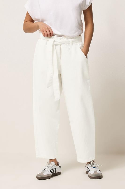 PixieGirl Petite Women's White Belted Barrel Jeans | PixieGirl 1