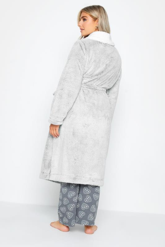 Girls Dark Grey Star Print Fluffy Hooded Robe | New Look
