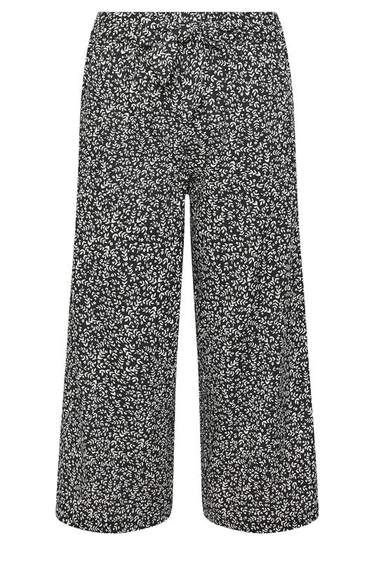 PixieGirl Petite Women's Black Leaf Print Cropped Trousers | PixieGirl 5