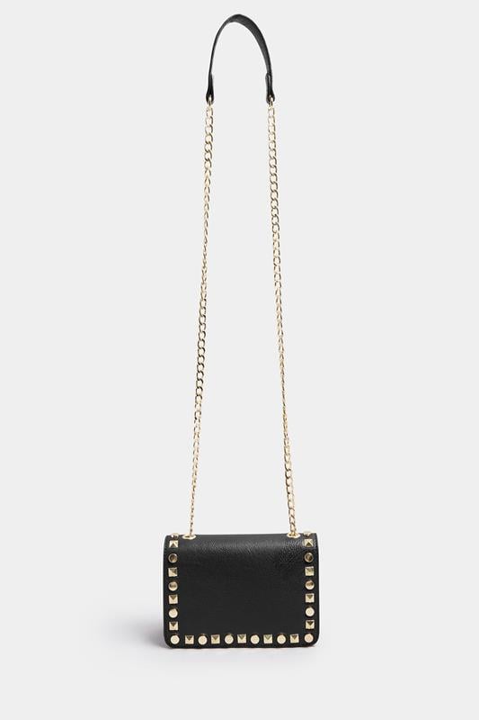  Yours Black Faux Leather Stud Detail Cross Body Bag