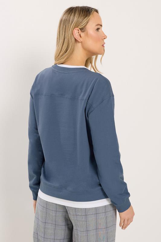 LTS Tall Women's Denim Blue & White Cotton Layered Top | Long Tall Sally 4