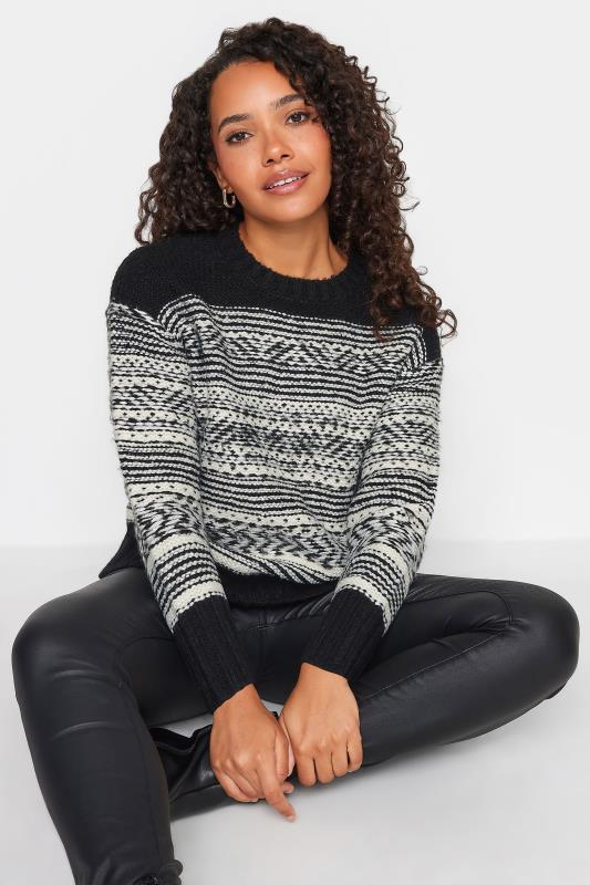 Women's  M&Co Petite Black Abstract Patterned Knitted Jumper