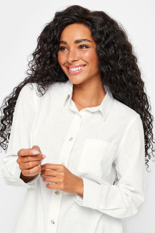 M&Co Petite White Linen Long Sleeve Shirt | M&Co 4