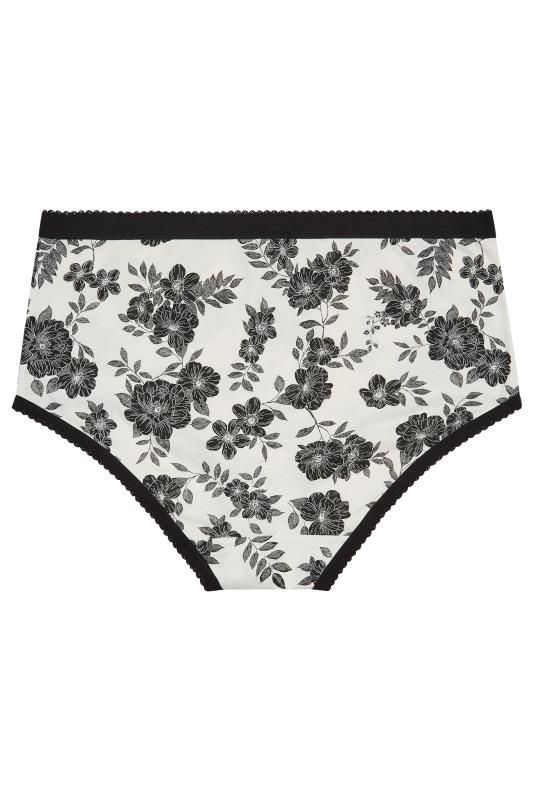 YOURS Plus Size Curve 5 PACK Black Floral Full Briefs | Yours Clothing  5