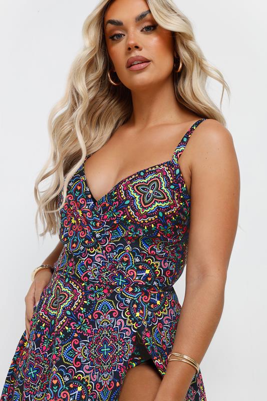 YOURS Plus Size Black Paisley Print Swimdress | Yours Clothing 2