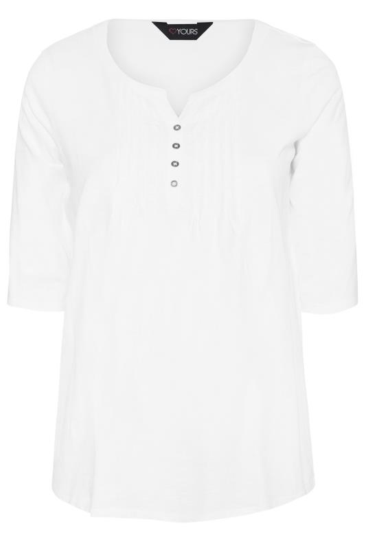 Plus Size YOURS FOR GOOD White Pintuck Henley Top | Yours Clothing 7