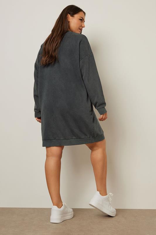 YOURS Plus Size Grey Sweatshirt Dress | Yours Clothing 4