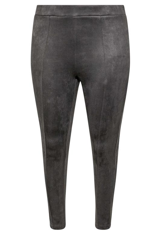 Plus Size Charcoal Grey Faux Suede High Waisted Leggings | Yours Clothing 5