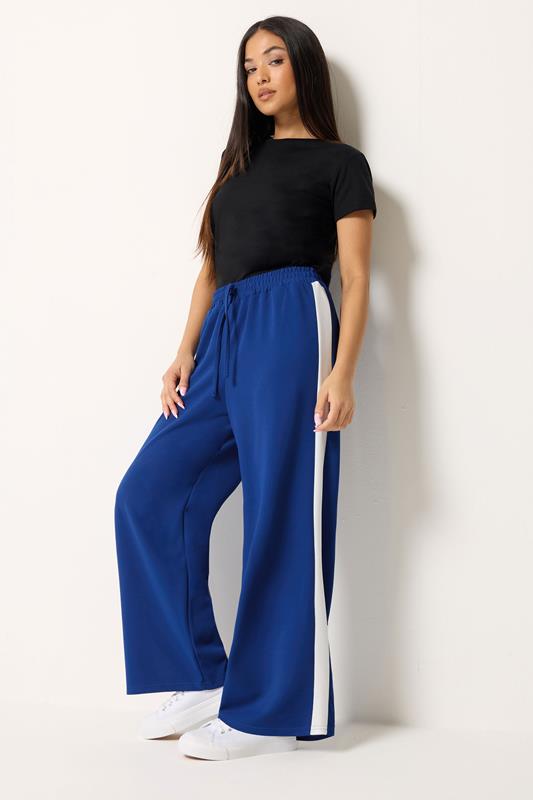  M&Co Petite Blue & White Side Stripe Trousers