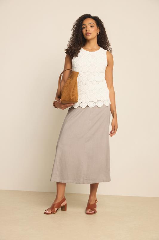  M&Co Natural Brown Linen Maxi Skirt