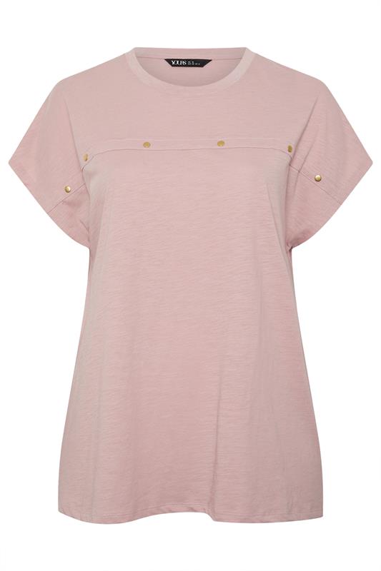 YOURS Plus Size Pink Stud Grown-On Sleeve T-Shirt | Yours Clothing 5