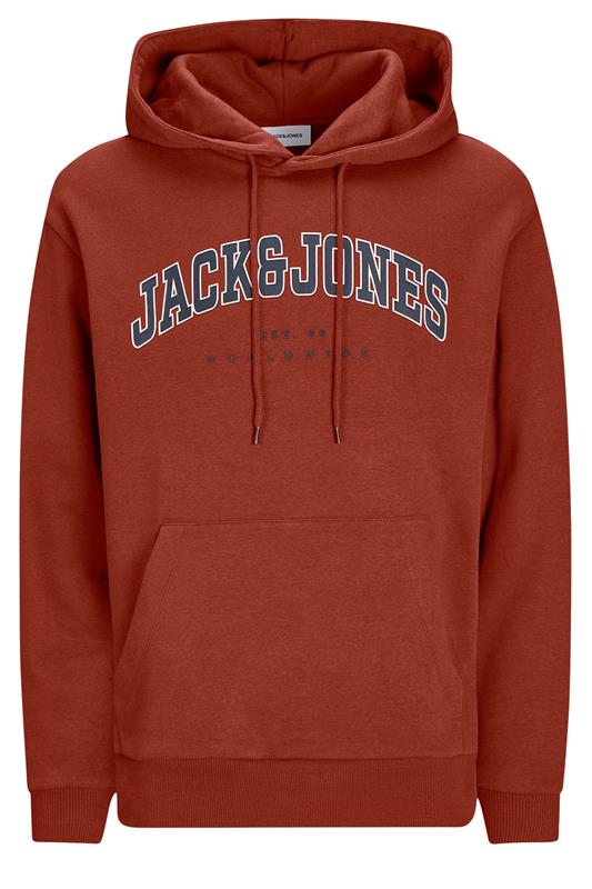 JACK & JONES Big & Tall Henna Red Varsity Hoodie | BadRhino 2