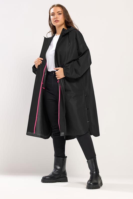 YOURS Plus Size Black Waterproof Longline Parka Jacket | Yours Clothing 1