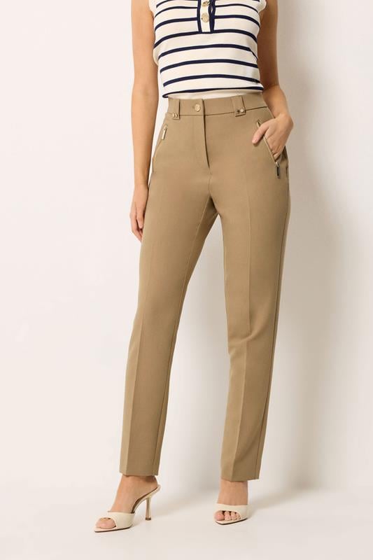 STAR Natural Brown Tailored Straight Leg Trousers | StarByJM 2