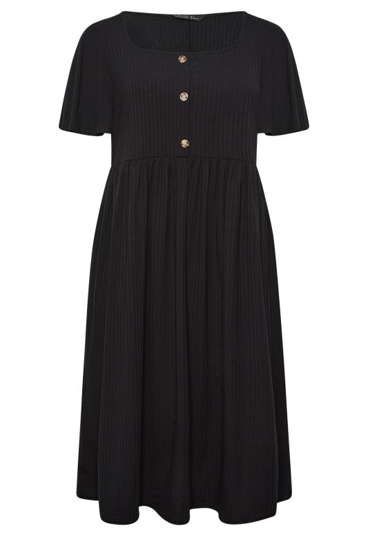 LIMITED COLLECTION Plus Size Black Ribbed Square Neck Midi Dress | Yours Clothing 6