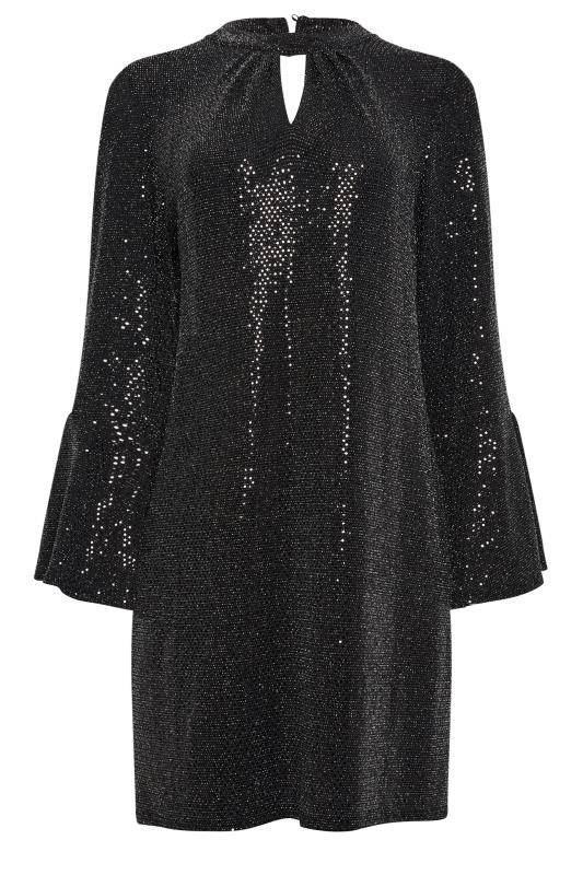 M&Co Black Shimmer Bell Sleeve Mini Dress | M&Co  6