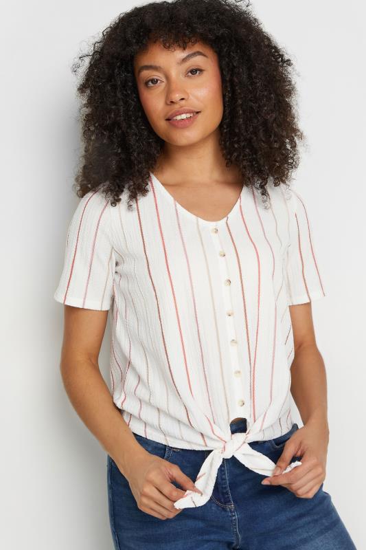M&Co Ivory White Stripe Button Front Top | M&Co 5