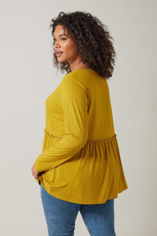 EVANS Plus Size Yellow Long Sleeve Top | Evans 2
