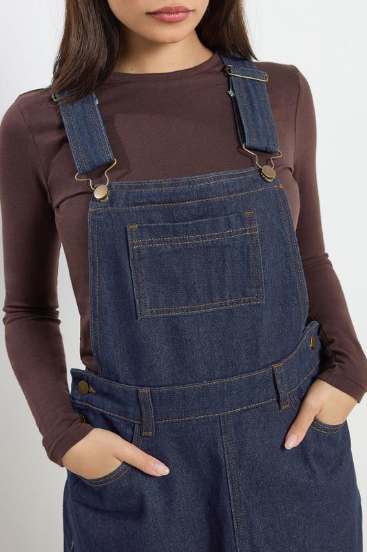PixieGirl Petite Women's Indigo Blue Denim Pinafore Cotton Dress | PixieGirl 4