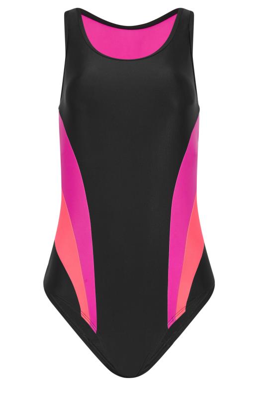 LTS Tall Women's Black & Pink Contrast Active Swimsuit | Long Tall Sally 7