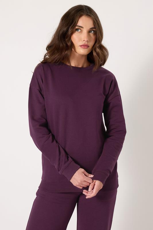 LTS Tall Purple Crew Neck Sweatshirt | Long Tall Sally 1