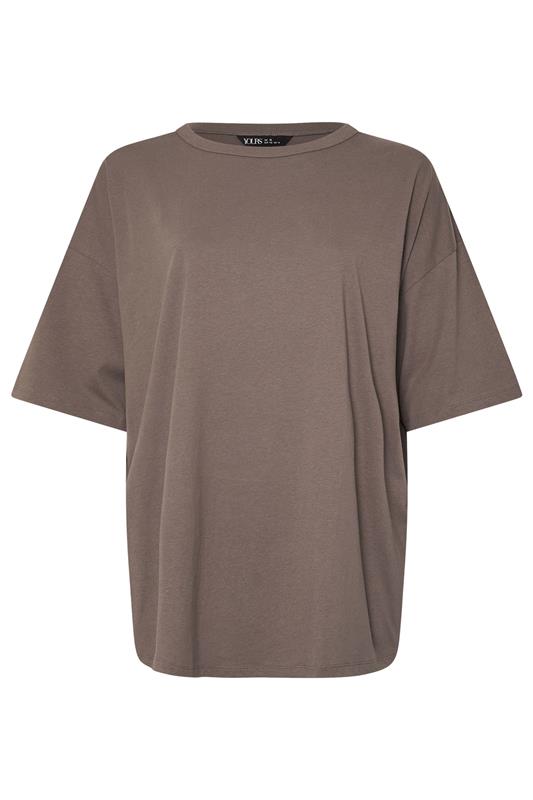 YOURS Plus Size Brown Oversized Boxy T-Shirt | Yours Clothing 5