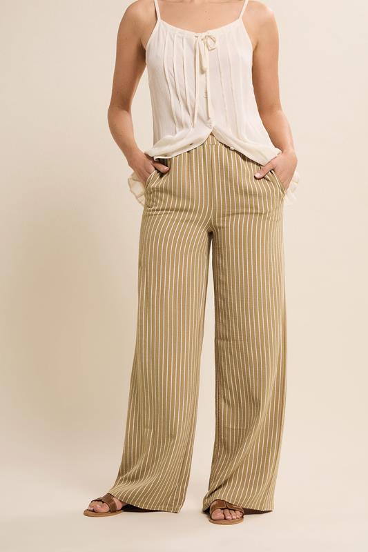 LTS Tall Women's Natural Brown Stripe Wide Leg Trousers | Long Tall Sally 2