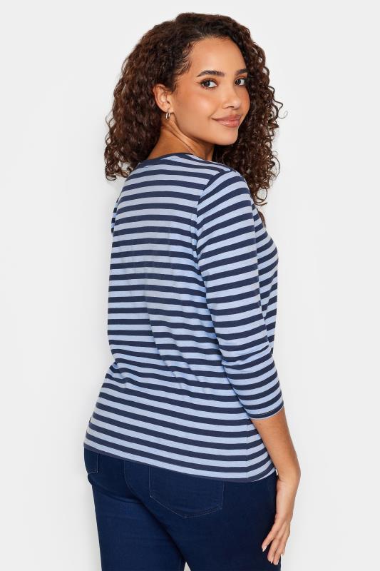 M&Co 2 Pack Navy Blue Plain & Stripe V-Neck Cotton T-Shirts | M&Co 5