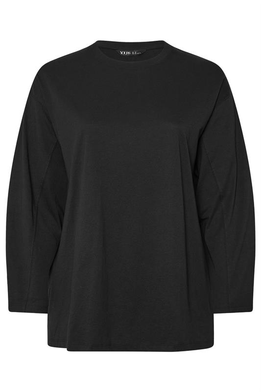 YOURS Plus Size Black Seam Detail Skater Top | Yours Clothing 5