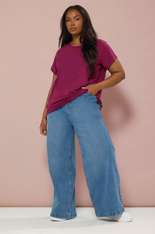 YOURS Plus Size 3 PACK Dark Pink Core T-Shirt Essentials Set | Yours Clothing 6