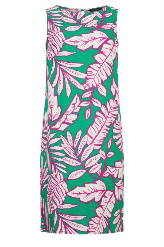 M&Co Petite Green Linen Leaf Print Shift Dress | M&Co 5